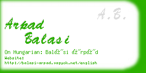 arpad balasi business card